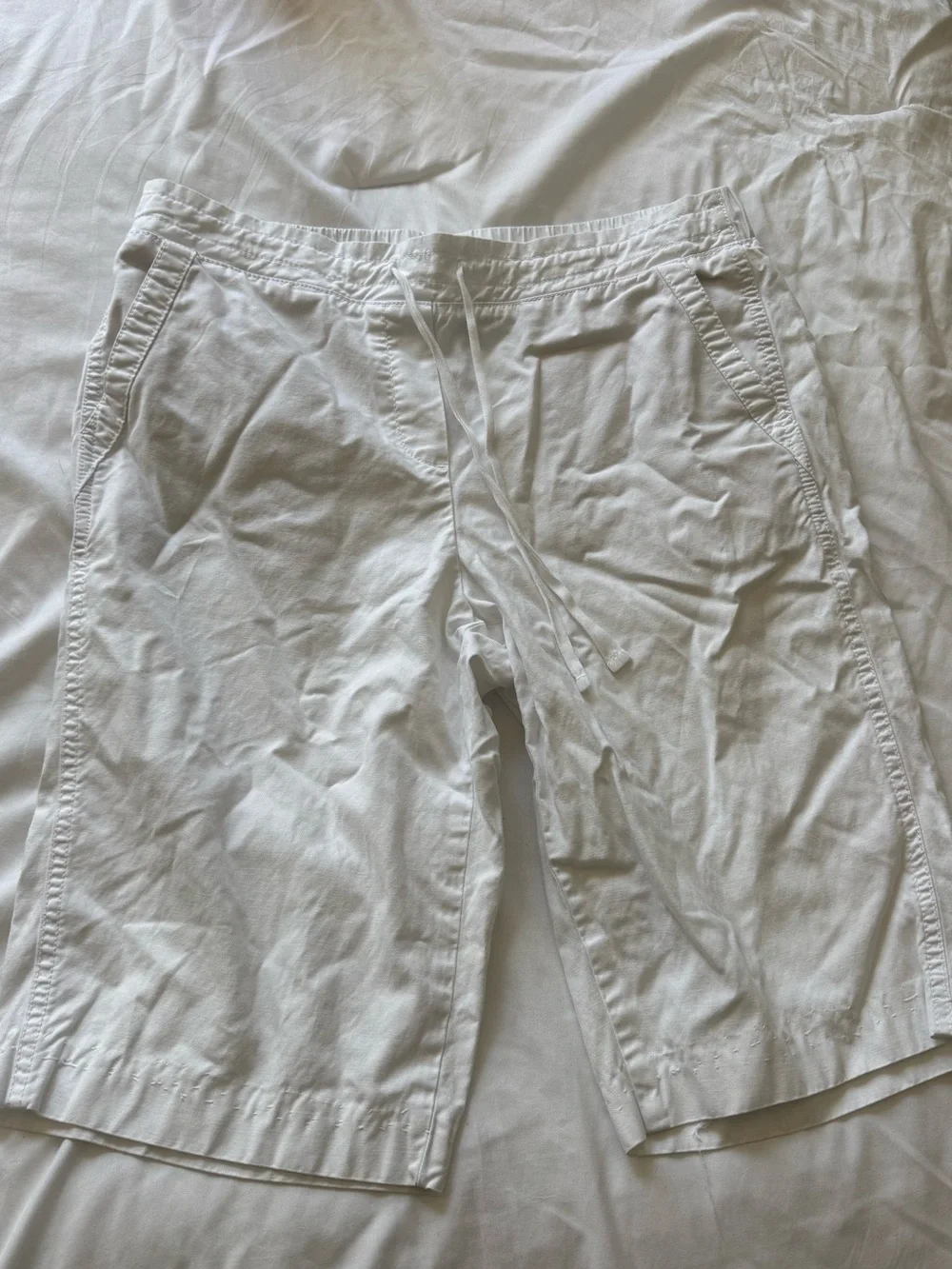 Talbots Men's White Drawstring Cotton Hybrid Shorts